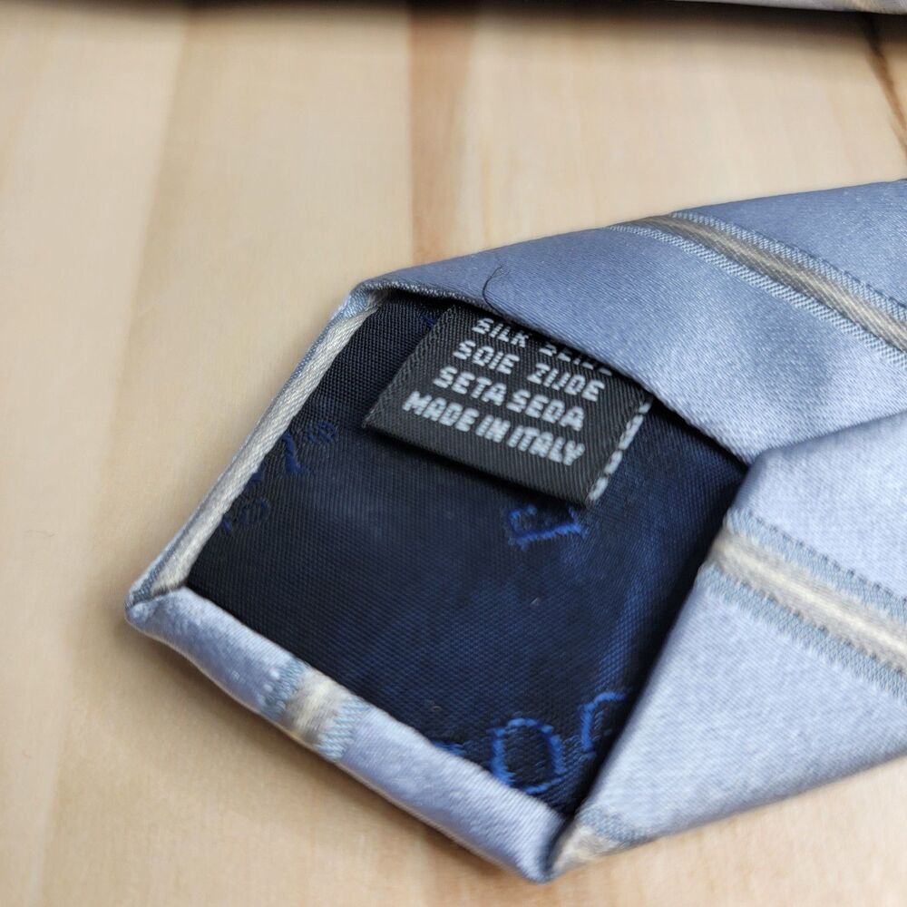 Boggi Milano Made in Italy Tie Striped Blue Silver Gray 3.5" x 59.5 - Picture 12 of 16